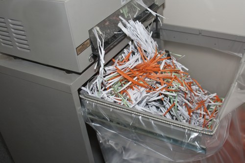 Staff helping a business owner with commercial waste documentation and alternative access